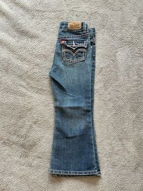 Levi's Kids Blue Denim Jeans with Contrasting pink Stitching